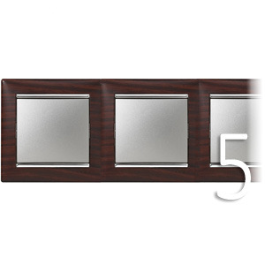 

Рамка Legrand 770375 Valena 5 постов горизонтальная, IP20 (темное дерево/серебряный штрих), 770375