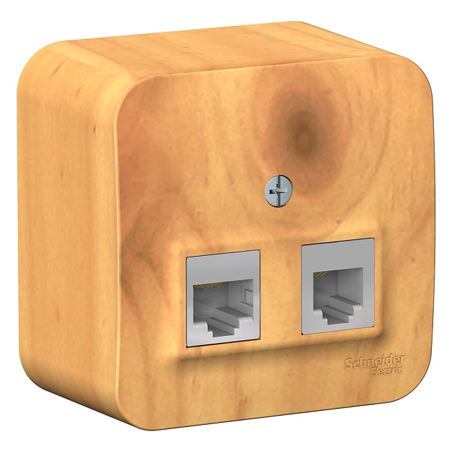 

Розетка Schneider Electric BLNIA045115 2-ая ТЛФ/КОМП, RJ45+RJ11, кат.5E, изолир. пластина Ясень наруж, BLNIA045115
