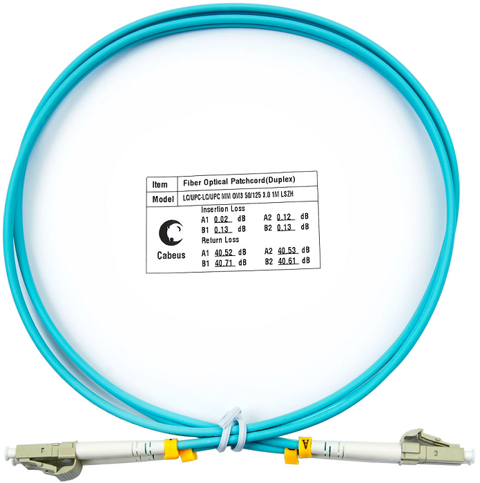 

Кабель патч-корд волоконно-оптический Cabeus FOP-50-LC-LC-1m duplex LC-LC 50/125 mm OM3 1м LSZH, FOP-50-LC-LC-1m