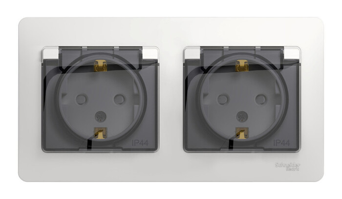 

Розетка Schneider Electric GSL000147 Glossa белая 2-ая с/з, со шторками, в сборе, IP44, GSL000147