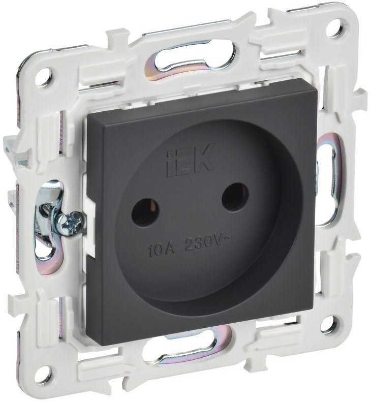 

Розетка без заземления IEK SK-R10-10-K48 SKANDY без защитных шторок 10А SK-R02T титан, SK-R10-10-K48