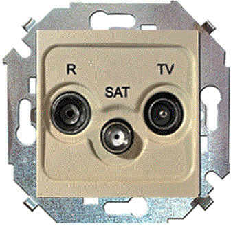

Розетка Simon 1591466-034 Simon 15 Шампань R-TV-SAT одиночная, винт.заж., 1591466-034