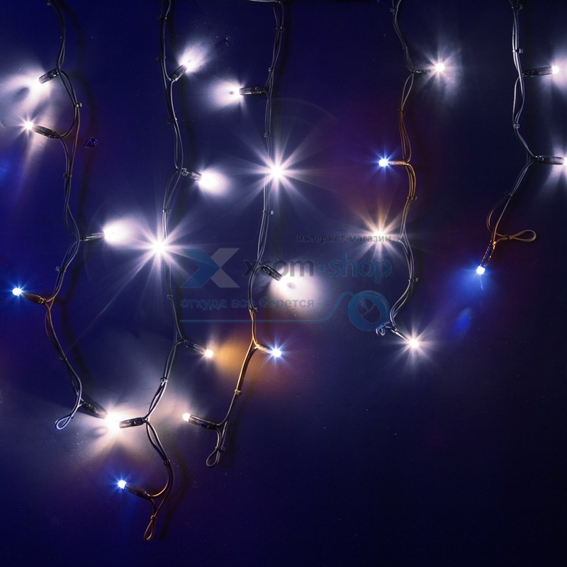

Гирлянда NEON-NIGHT 255-235 айсикл (бахрома) светодиодный, 4,0 х 0,6 м, с эффектом мерцания, черный провод каучук, 230 В, диоды белые,, 255-235