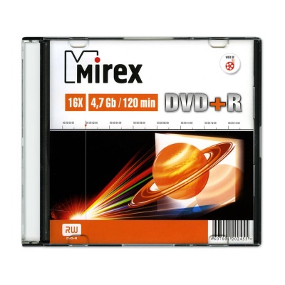 

Диск DVD+R Mirex 202455 4.7 Gb, 16x, Slim Case, 1шт, 202455