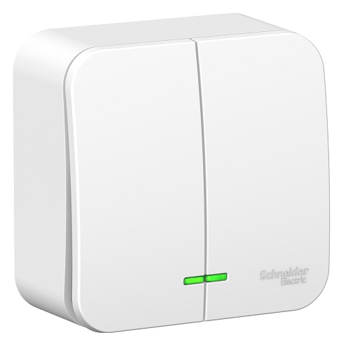 

Выключатель Schneider Electric BLNVA065111 2-клавишный с подсветкой 6А, 250B, изолир. пластина (белый) наруж, BLNVA065111