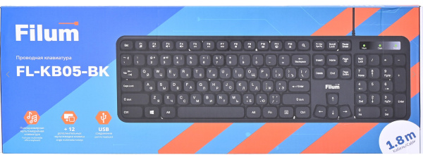 фото Мембранная клавиатура Filum FL-KB05-BK, USB, Черный [FL-KB05-BK] в Екатеринбурге