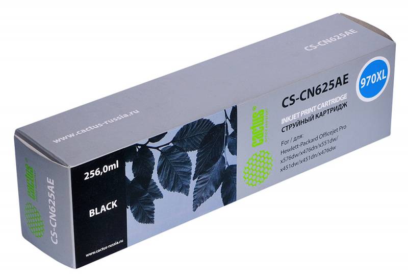 

Картридж Cactus CS-CN625AE 970XL черный для HP Officejet Pro X476dw/X576dw/X451dw (255ml), CS-CN625AE