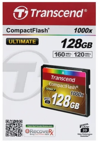 Изображение товара Карта памяти Transcend TS128GCF1000 Compact Flash 128 ГБ высокая скорость