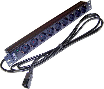 

Блок розеток 19, 9 розеток TWT TWT-PDU19-10A9P4-3.0 10A 250V, шнур питания 3.0 м, C14, TWT-PDU19-10A9P4-3.0