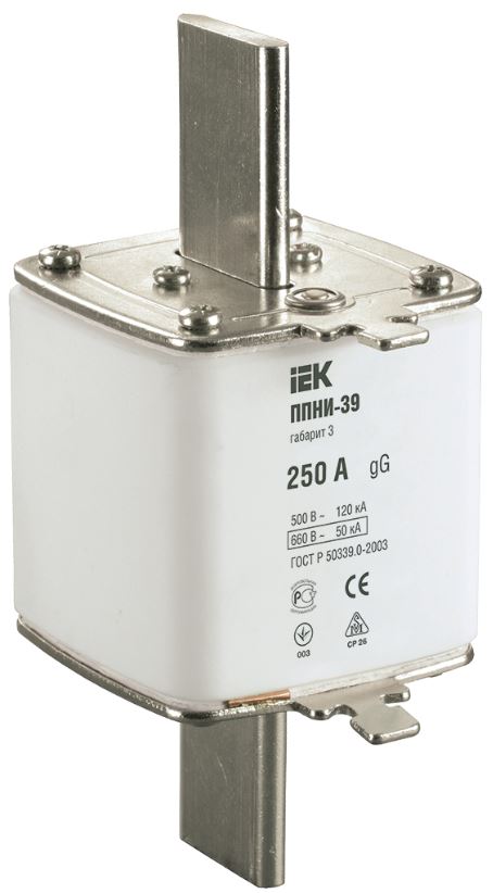 

Предохранитель IEK DPP50-250 ППНИ-39, габарит 3, 250А, DPP50-250
