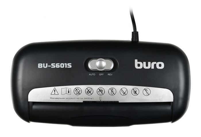 

Уничтожитель бумаг Buro Home BU-S601S OS601S секр.Р-1/ленты/6лист./10лтр./пл.карты, Home BU-S601S