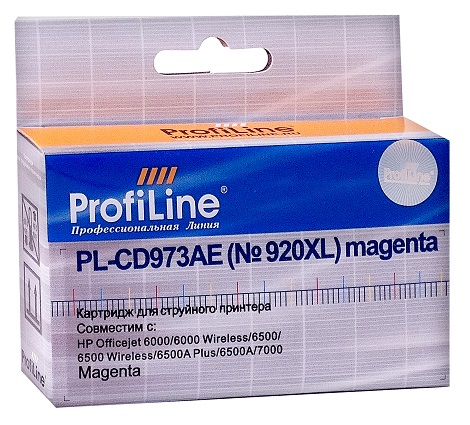 

Картридж ProfiLine PL-CD973AE-M №920XL для принтеров HP officejet 6000/6500/7000 Magenta водн ProfiLine, PL-CD973AE-M