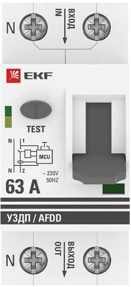 

Устройство защиты от дугового пробоя EKF afdd-2-63-pro УЗДП 1P+N 63А PROxima, afdd-2-63-pro