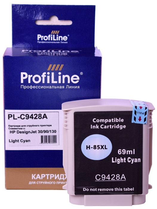 

Картридж ProfiLine PL_C9428A_LC струйный (№85) для принтеров HP DesignJet 30/90/130 Light Cyan 28 мл, PL_C9428A_LC