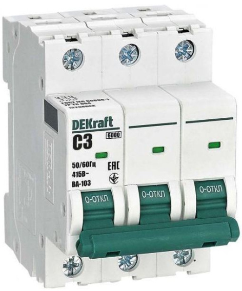 Изображение товара Автоматический выключатель DEKraft 12298DEK 3 А 6 кА IP20 для ввода и распределения