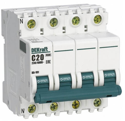 Изображение товара Автоматический выключатель DEKraft 11255DEK с номинальным током 20 А