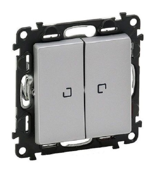 

Выключатель Legrand 752628 Valena LIFE - двухклавишный 10АХ 250В с подсветкой, с лицевой панелью, алюминий, 752628