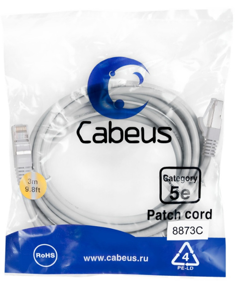 фото Кабель патч-корд F/UTP 5e кат. 3м Cabeus PC-FTP-RJ45-Cat.5e-3m-LSZH