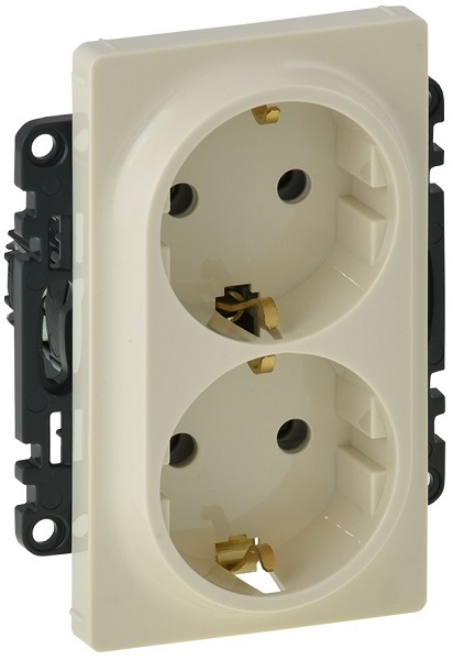 

Розетка Legrand 753227 Valena LIFE DIY, 2-ая с/з, безвинт.зажим, слоновая кость, 753227