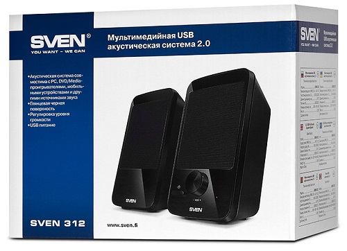 

Компьютерная акустика 2.0 Sven 312 SV-012540 4 Вт, питание USB, 312