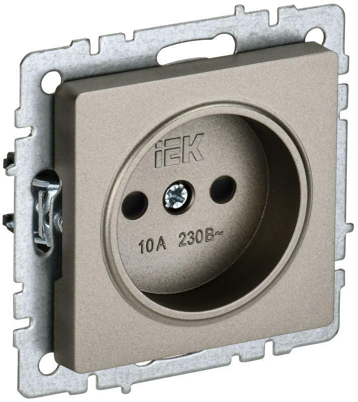

Розетка без заземления IEK BR-R13-10-K37 BRITE с защитными шторками 10А РСш10-2-БрШ Шампань, BR-R13-10-K37