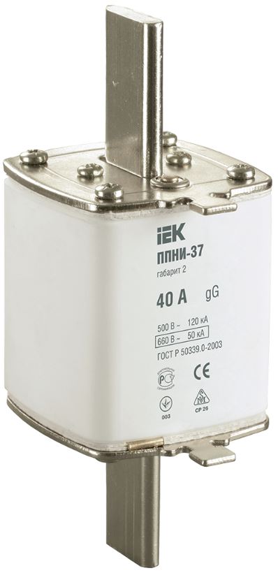 

Предохранитель IEK DPP40-040 ППНИ-37, габарит 2, 40А, DPP40-040