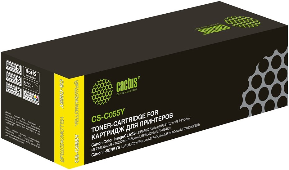

Картридж Cactus CS-C055Y лазерный желтый (2100стр.) для Canon LBP663Cdw, LBP664Cx, MF746Cx, MF742Cdw, MF744Cdw, CS-C055Y