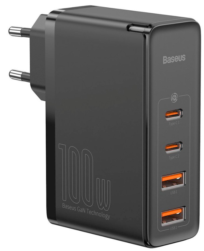

Зарядное устройство сетевое Baseus GaN5 P10110302827-Z1 USB-C*2+A*2 100W С КАБ GR, GaN5