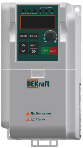 Изображение товара Преобразователь частоты DEKraft DEKV060G0R75S2B 5 А 240 В 299 Гц