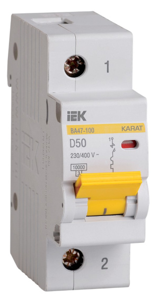 Изображение товара Автоматический выключатель IEK MVA40-1-050-D серии KARAT ВА47-100 50 А IP20