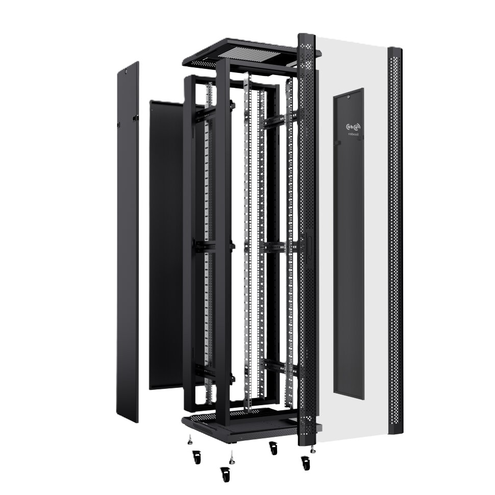 

Шкаф напольный 19", 47U Cabcoil CC-FL-47.6.8-G-BK 600x800x2077, дверь стекло в металлической раме, цвет черный, CC-FL-47.6.8-G-BK