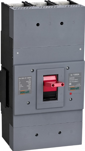 Изображение товара Автоматический выключатель DEKraft 22831DEK в литом корпусе, 3 полюса, 1250 А