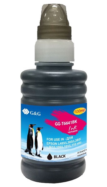 

Чернила G&G GG-T6641BK черный (100мл) для Epson L100, L110, L120, L130, L132, L210, L222, GG-T6641BK