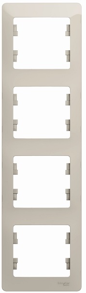 

Рамка Schneider Electric GSL000908 GLOSSA, 4-постовая, вертикальная, молочный, GSL000908