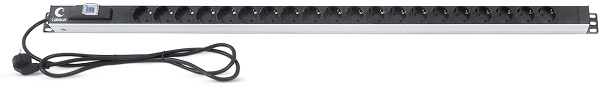 

Блок розеток 19, 20 розеток Cabeus PDU-16-20S-B для шкафов, вертикальный, 20 розеток Schuko, 16А, автомат защиты, алюминиевый корпус, шнур с вилкой Sc, PDU-16-20S-B