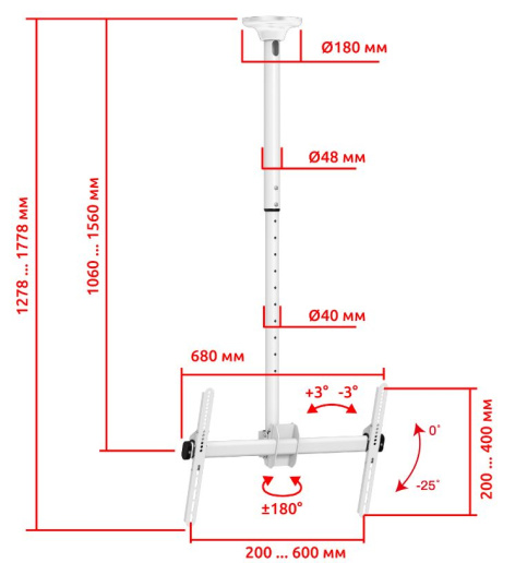 фото Кронштейн для телевизора UNITEKI LCD4246W