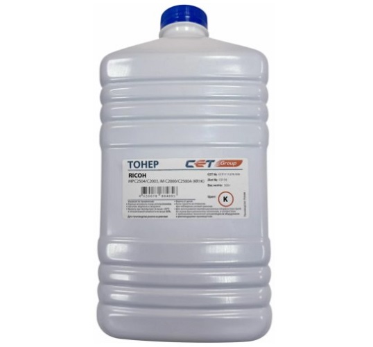 

Тонер CET CET111127K-500 KR1K 841925/842311 для RICOH MPC2504/C2003, IM C2000/C2500A Black, 500г/бут, (унив.), CET111127K-500