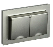 фото Розетка двухместная с заземлением в сборе  IEK BR-R26-16-44-K37-F