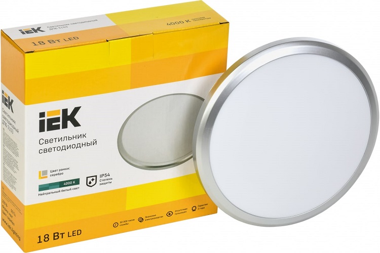 

Светильник светодиодный IEK LDPB0-3103-18-4000-K01 ДПБ 3103 18Вт IP54 4000K круг серебро, LDPB0-3103-18-4000-K01