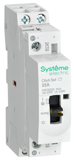 

Контактор модульный Systeme Electric C9C32220 City9 Set 2P 2НО 20A AC 230В-230В, C9C32220