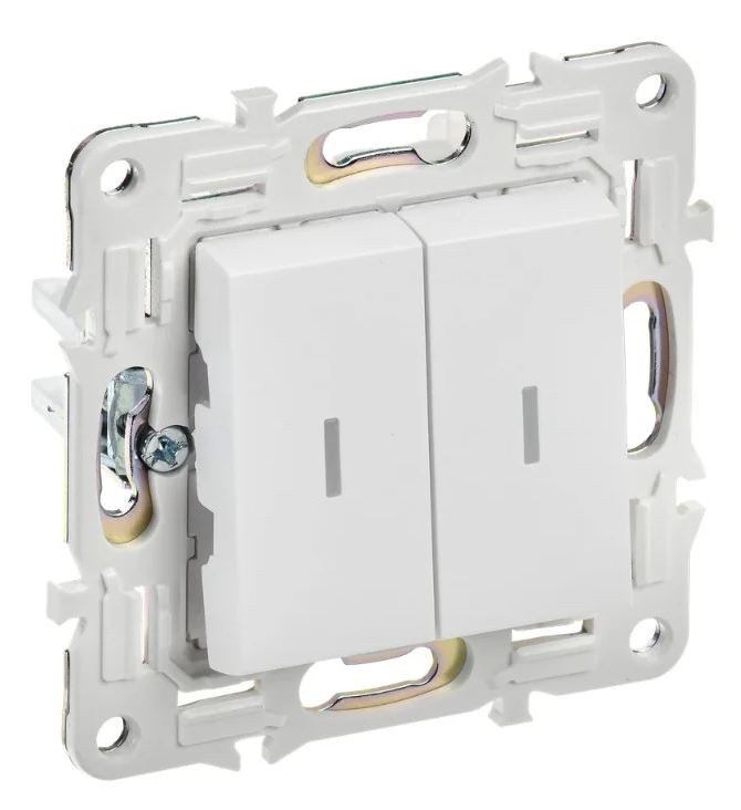 

Выключатель двухклавишный с подсветкой IEK SK-V20-1-10-K01 SKANDY 10А SK-V09W Арктический белый, SK-V20-1-10-K01