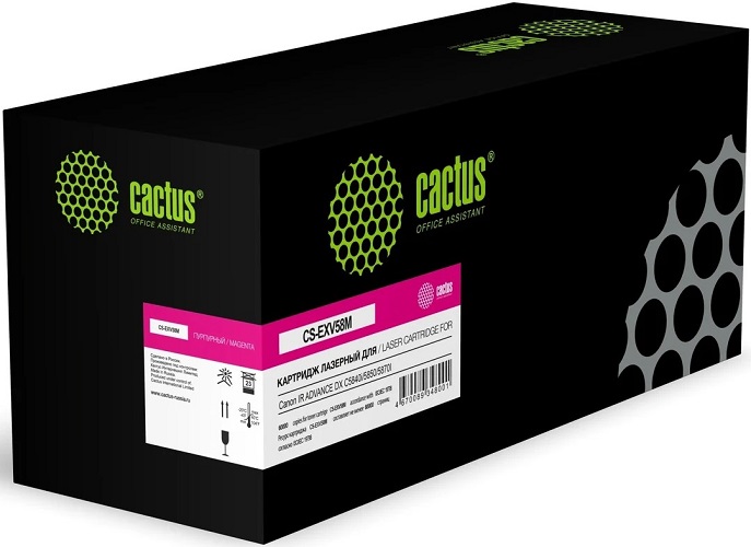 

Картридж лазерный Cactus CS-EXV58M пурпурный (60000стр.) для Canon IR ADVANCE DX C5840i/5850/5870I, CS-EXV58M