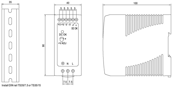 фото Преобразователь AC-DC сетевой Mean Well MDR-60-12 в Челябинске