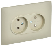фото Розетка двухместная без заземления IEK SK-R20-10-K10-F