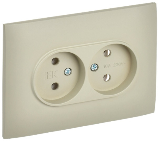 фото Розетка двухместная без заземления в сборе IEK SK-R20-10-K10-F в Уфе