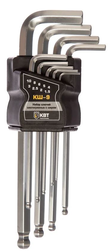 

Набор ключей КВТ 78368 шестигранных с шаром КШ-9 серия KBT-PROFESSIONAL, 78368