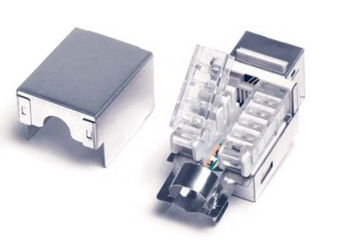 фото Вставка Keystone RJ45 FTP Hyperline KJ2-8P8C-C5e-TLS-SH-F-WH