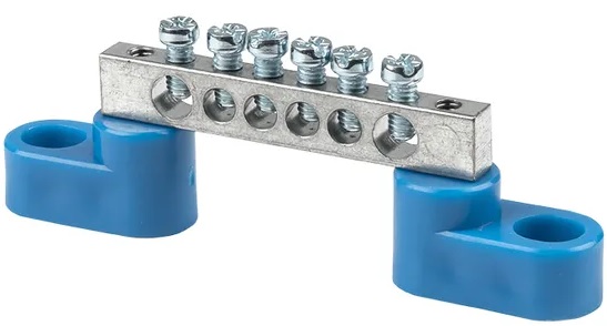 

Шина EKF sn1-63-06-2 "0" N (6x9мм) 6 отв. цинк 2 синих угловых изолятора, sn1-63-06-2
