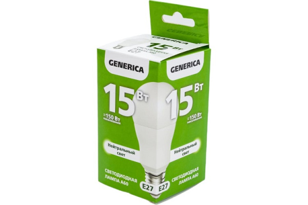 фото Лампа светодиодная GENERICA LL-A60-15-230-40-E27-G в Уфе