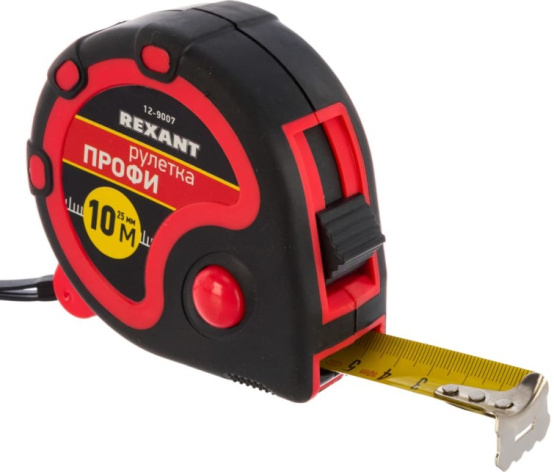 Изображение товара Рулетка Rexant 12-9007 длина 10 м с автостопом и обрезиненным корпусом